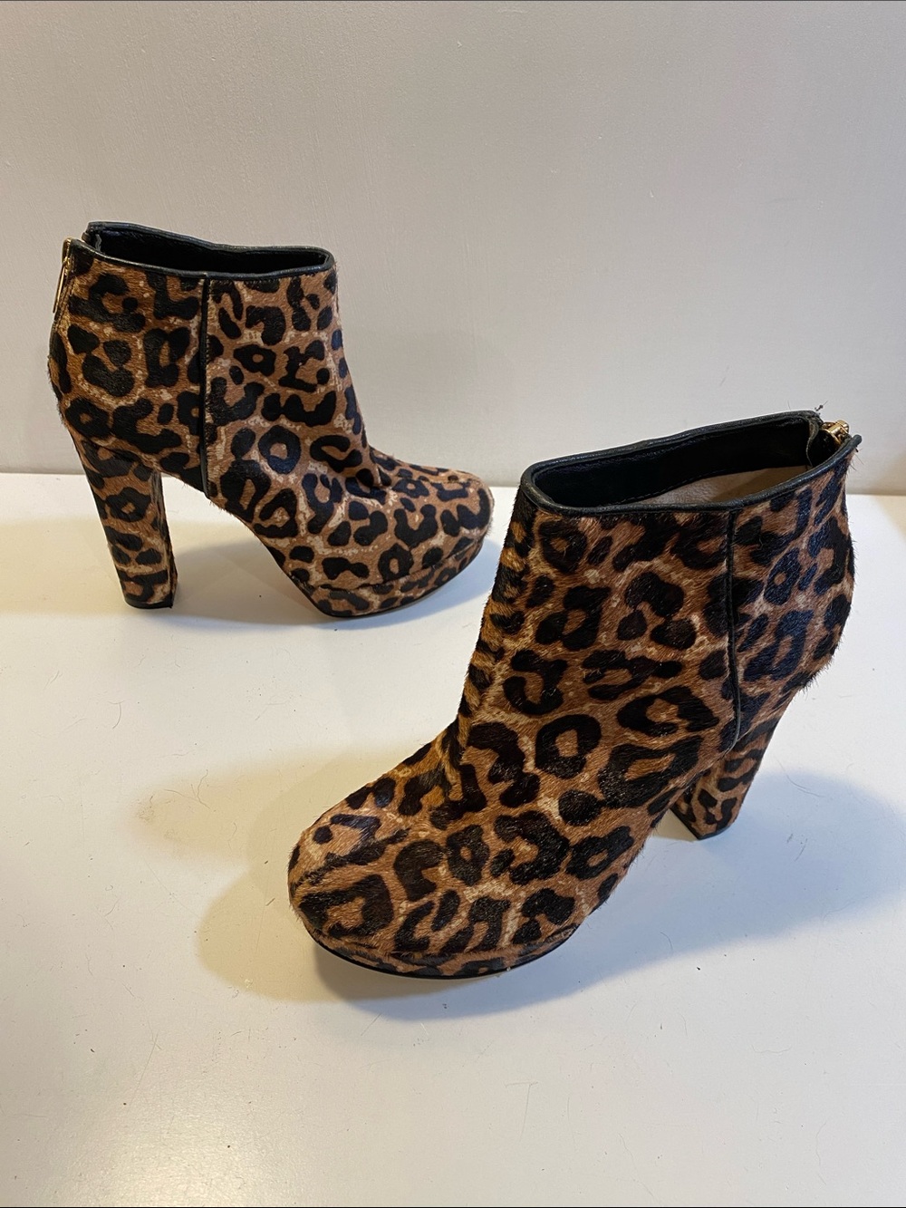Michael Kors Leopard Print Platform Ankle Boots Brown Sz 5.5 M